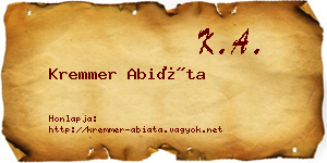 Kremmer Abiáta névjegykártya
